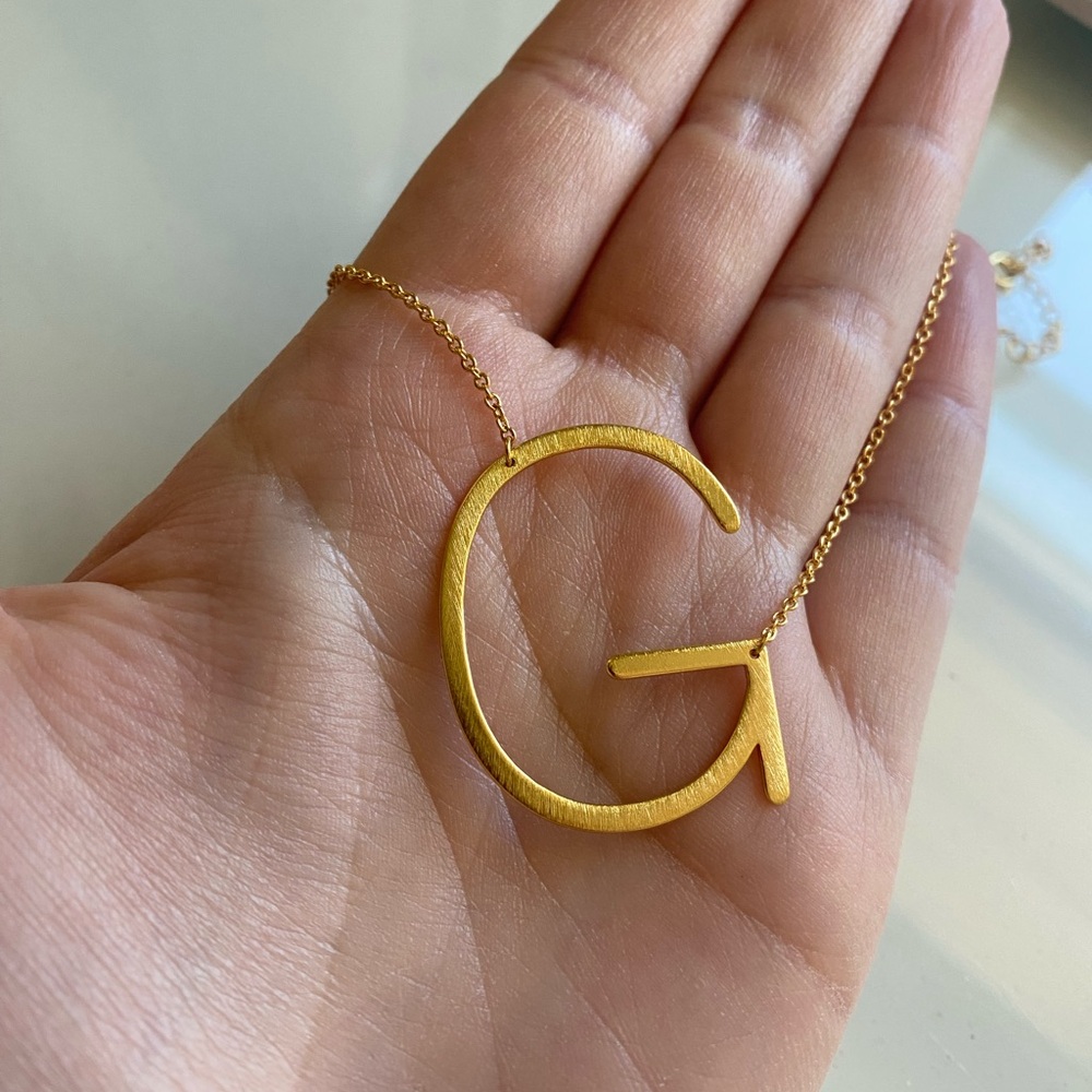 18k Gold Statement Initial Necklace - image 2